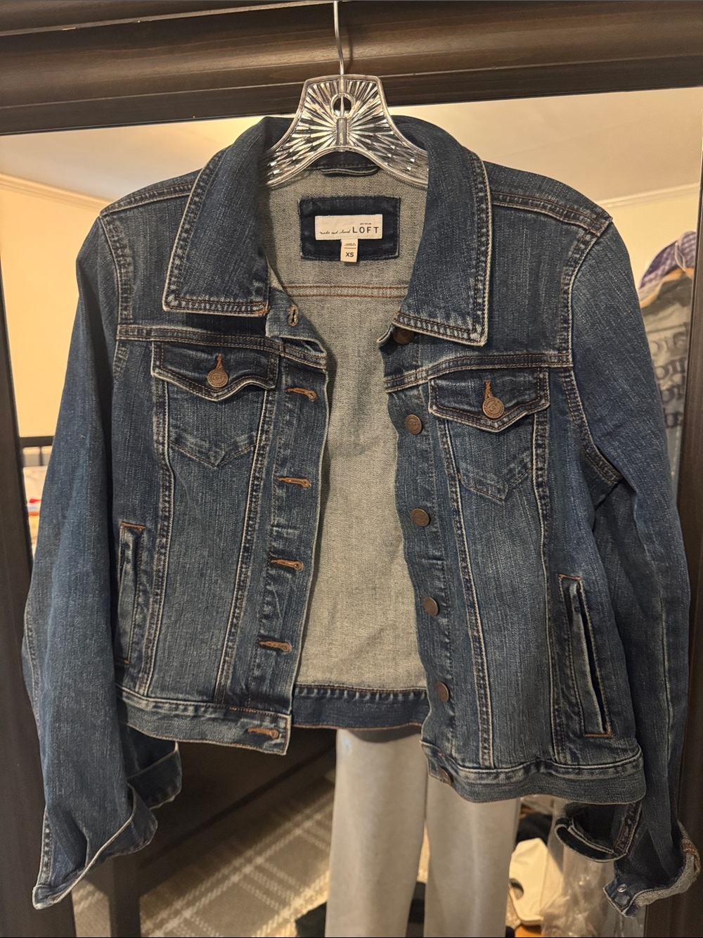 LOFT Blue Denim Jean Jacket - Classic Button Front